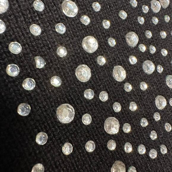 Quacker Factory Black Cotton Blend Santa Christmas Sweater with Rhinestones - Picture 4 of 8